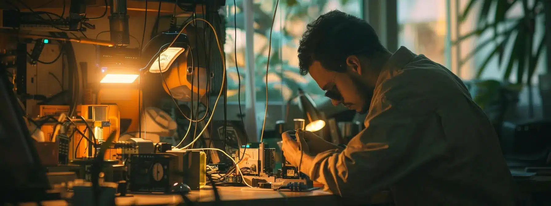 a person carefully inspecting their electrical devices after power is restored.