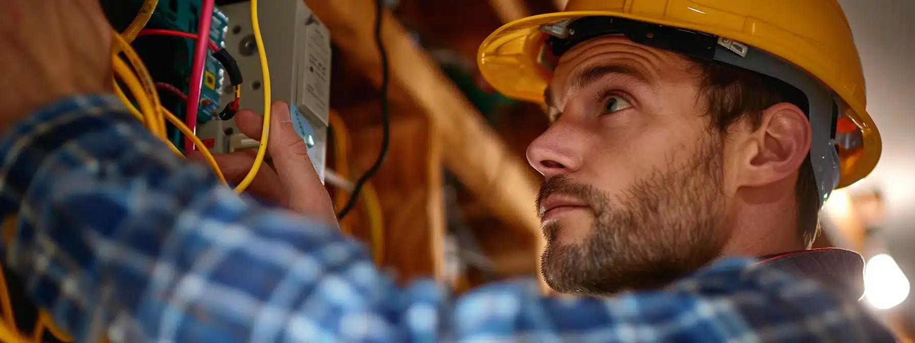 an electrician inspecting a home's wiring system.
