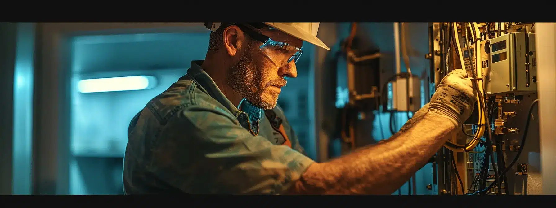 an electrician replacing a circuit breaker in a home.