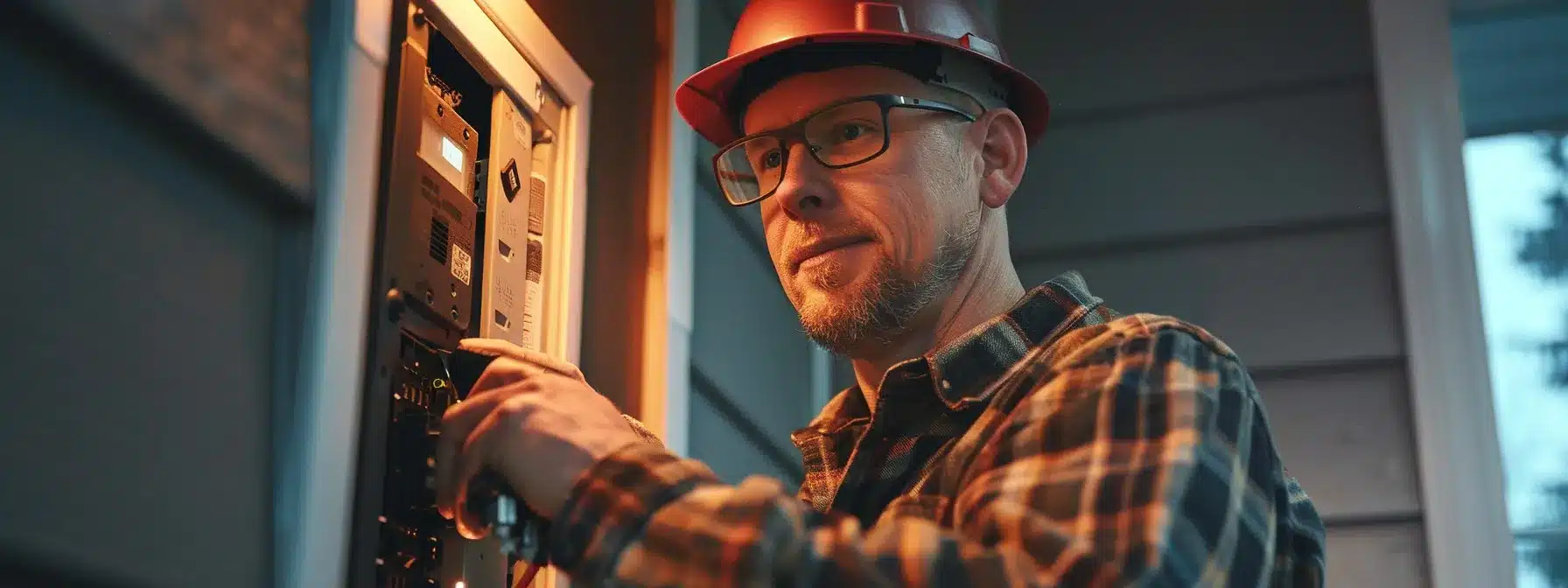 a licensed electrician carefully replacing a circuit breaker in a residential electrical panel.
