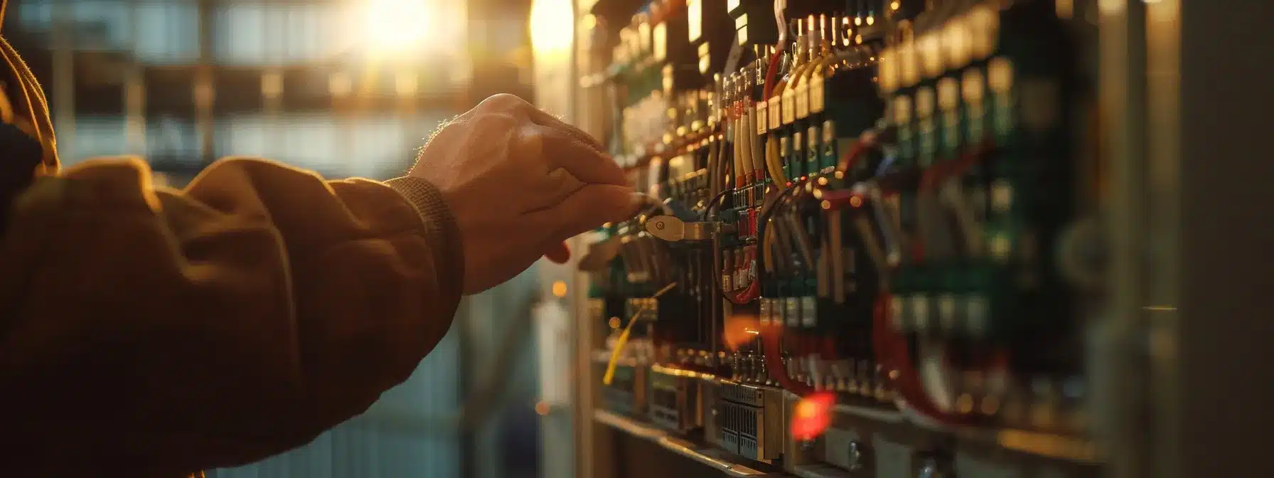 a person inspecting and cleaning a newly replaced circuit breaker.