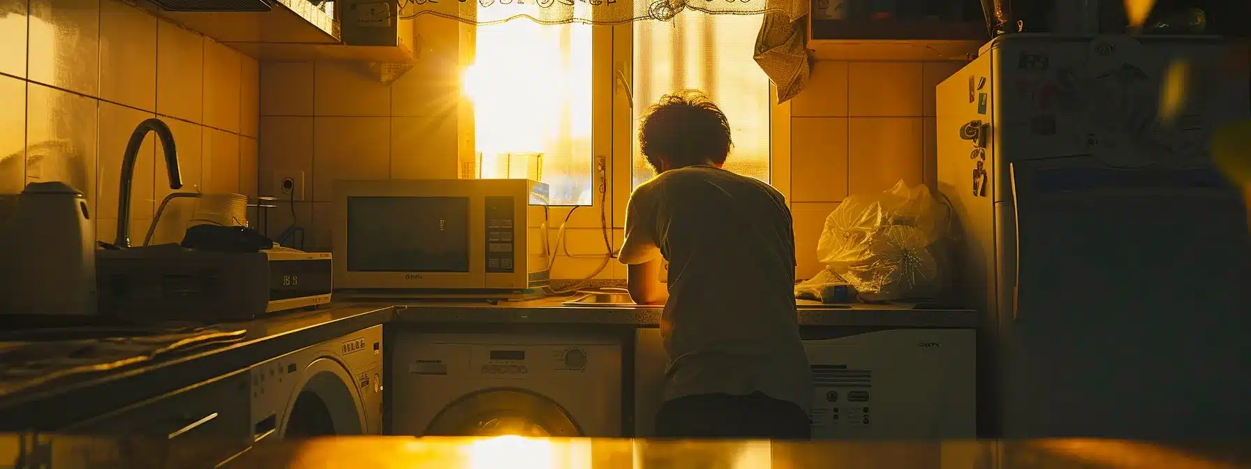 a person unplugging appliances to relieve an overloaded circuit.