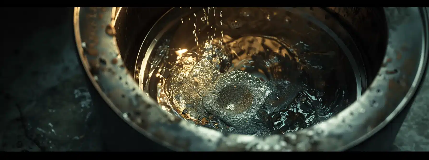 emptying a full lint trap into a trash can.