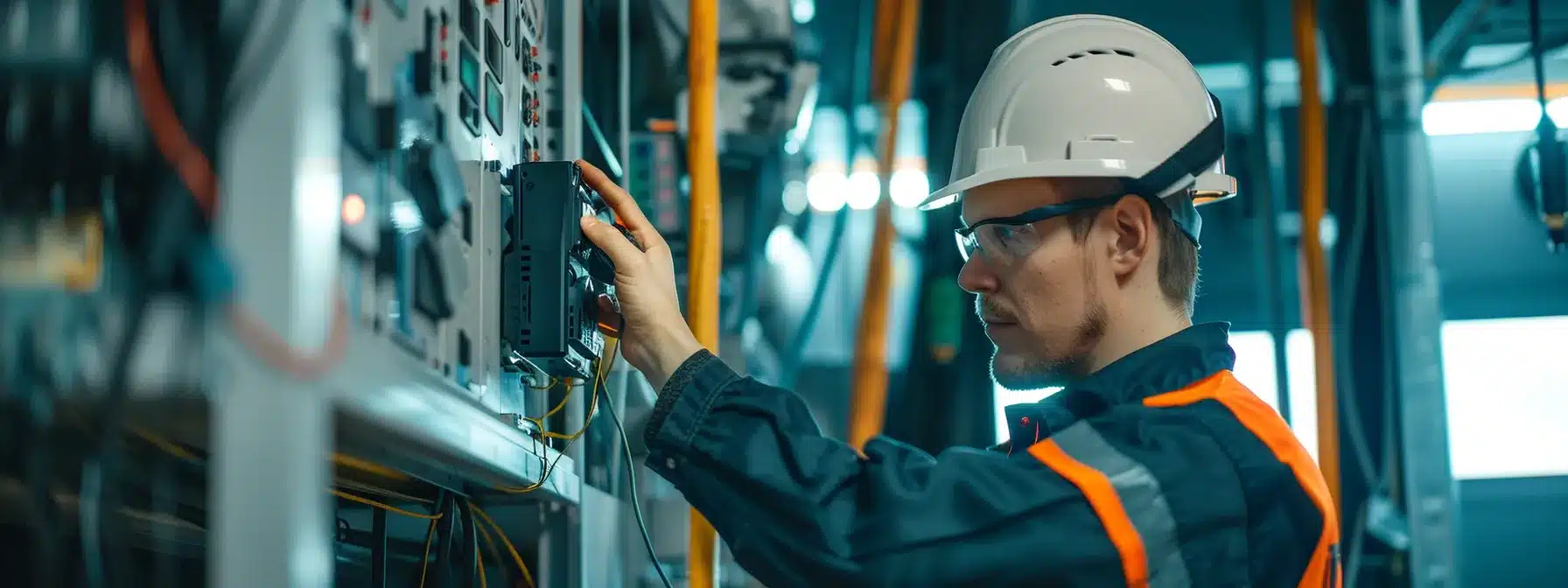 a technician conducting a safety check on emergency wiring systems.