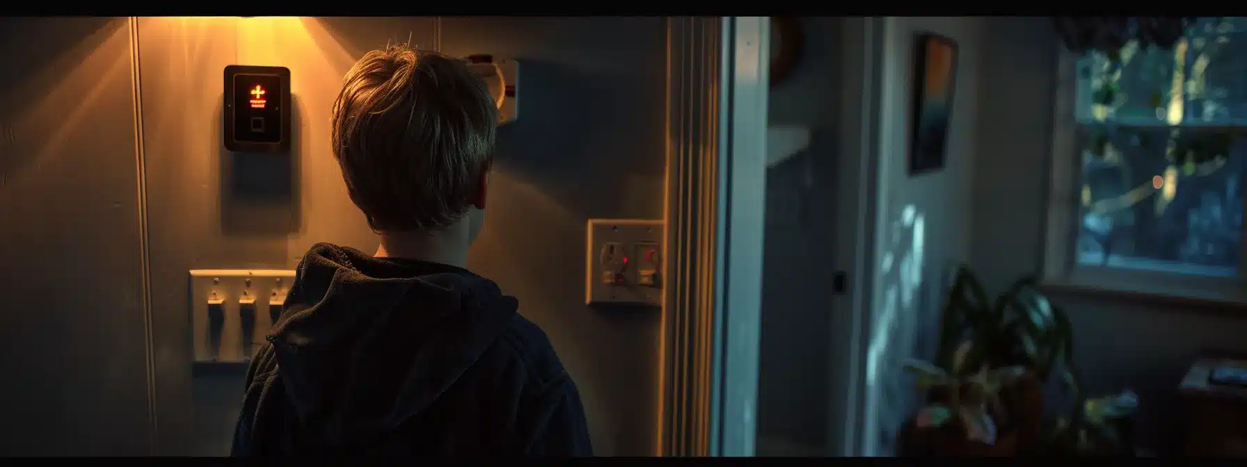 a person observing discolored outlets and listening for unusual sounds coming from walls in a home.