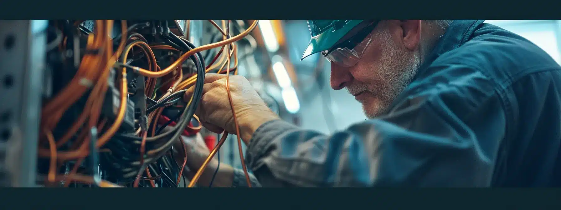 a person is inspecting copper wiring connections in a home's electrical system.