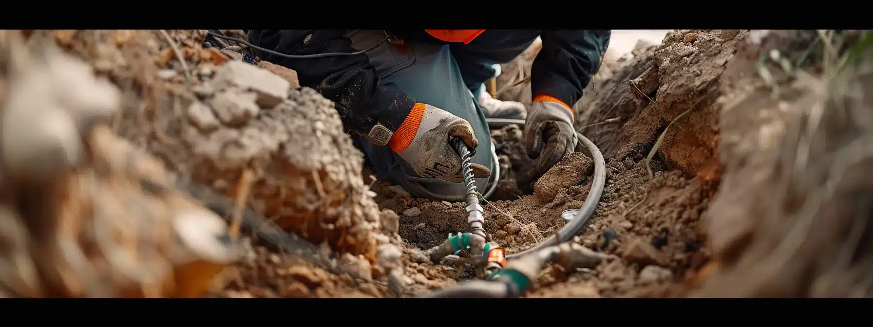 an electrician installing a grounding electrode in the earth to ensure a safe electrical system.