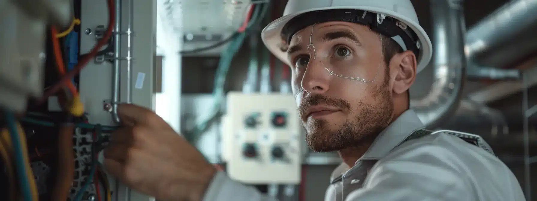 a professional electrician inspecting a home's wiring system.