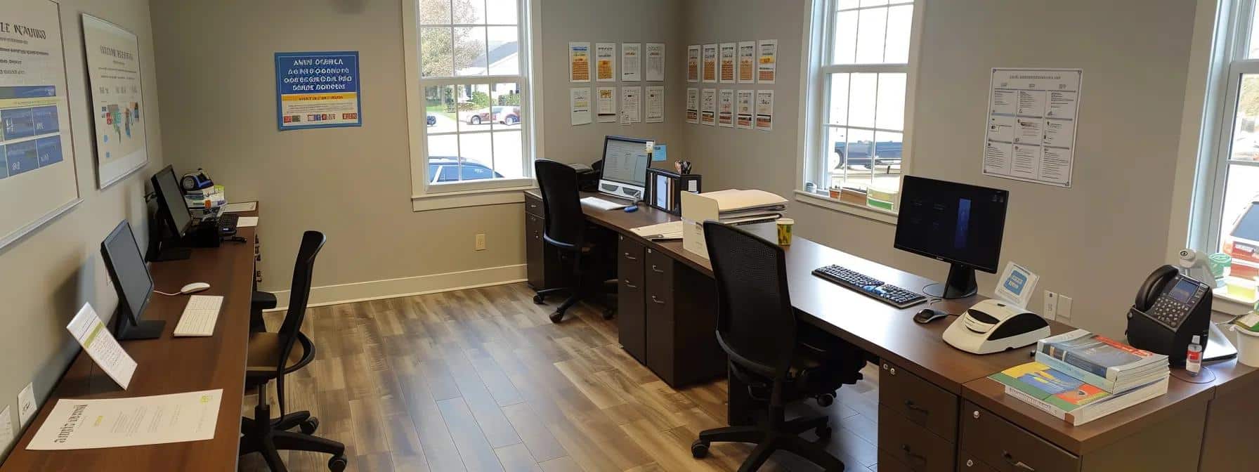 a modern office environment in lexington showcases a dynamic consultation between homeowners and electrical contractors, with engaging visuals of backup power solutions and informative workshop materials prominently displayed.