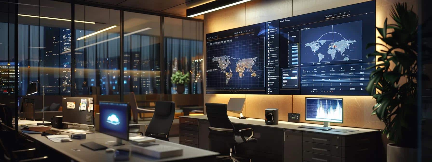 a modern, well-lit office workspace features a sleek desktop computer displaying a comprehensive digital dashboard of electrical safety guidelines and standards, emphasizing a blend of professionalism and compliance in a visually engaging manner.