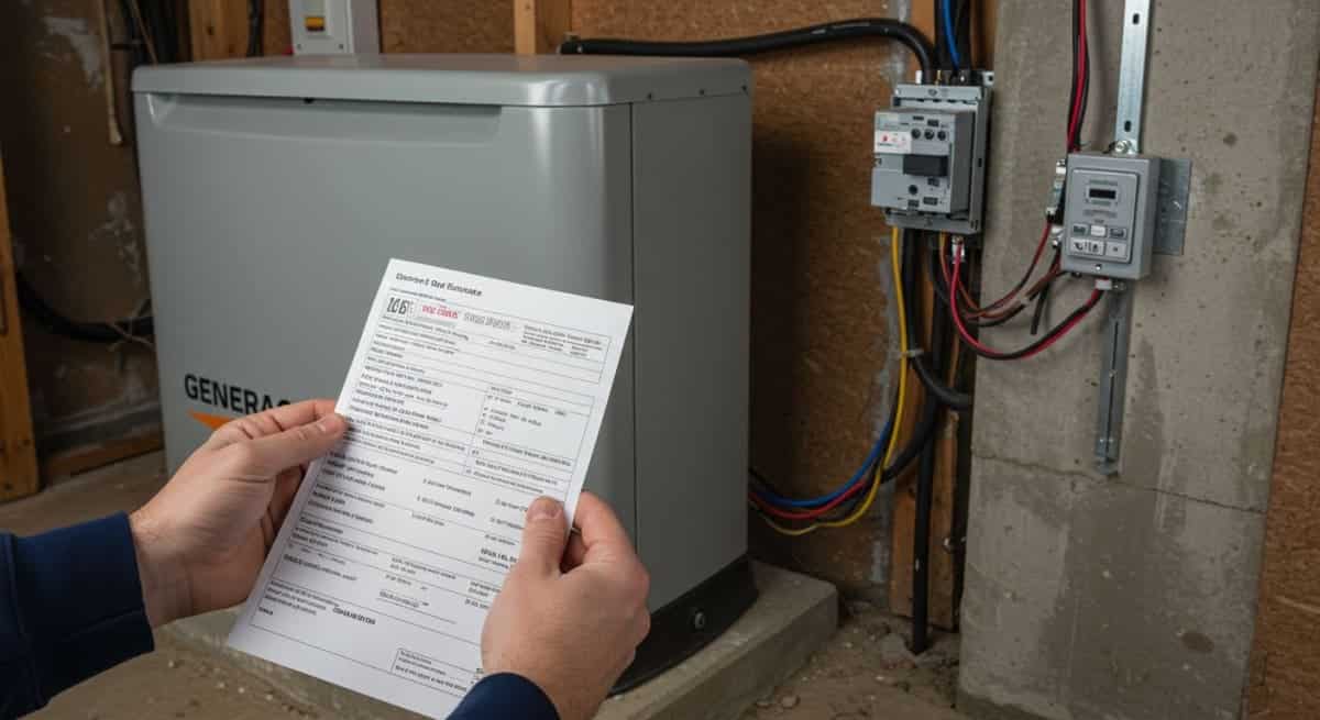 home backup generator - cost breakdown chart showing equipment and installation expenses