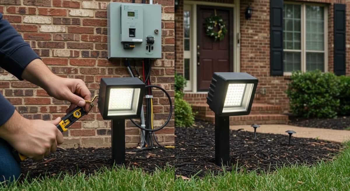 LED vs. Halogen: Why Modern Landscape Lighting Technology Matters LED landscape lighting fixtures illuminating Lexington property with energy-efficient warm white light
