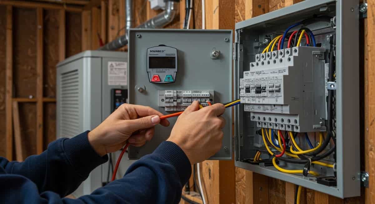 home backup generator - automatic transfer switch component showing electrical connections