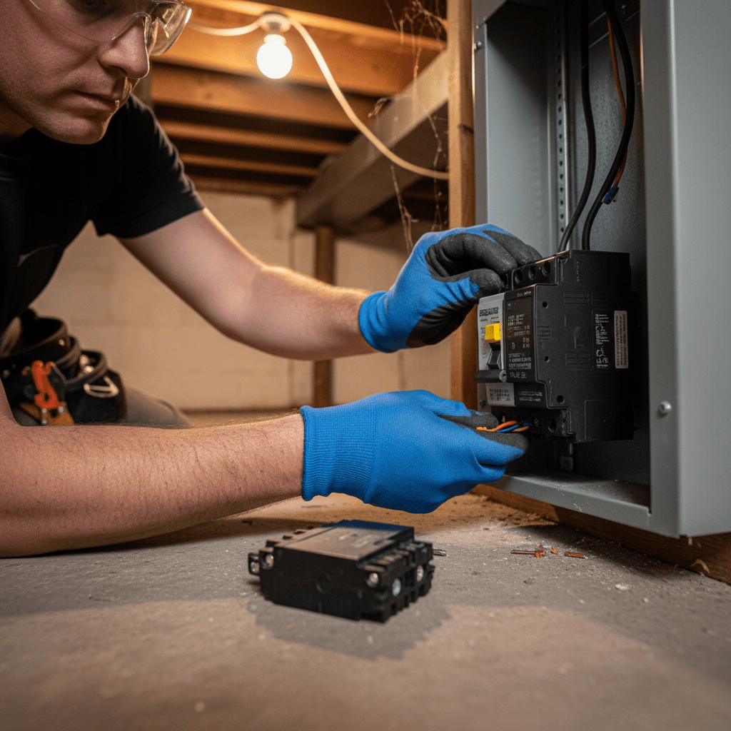 breaker switch replacement - modern AFCI circuit breaker with arc fault detection technology