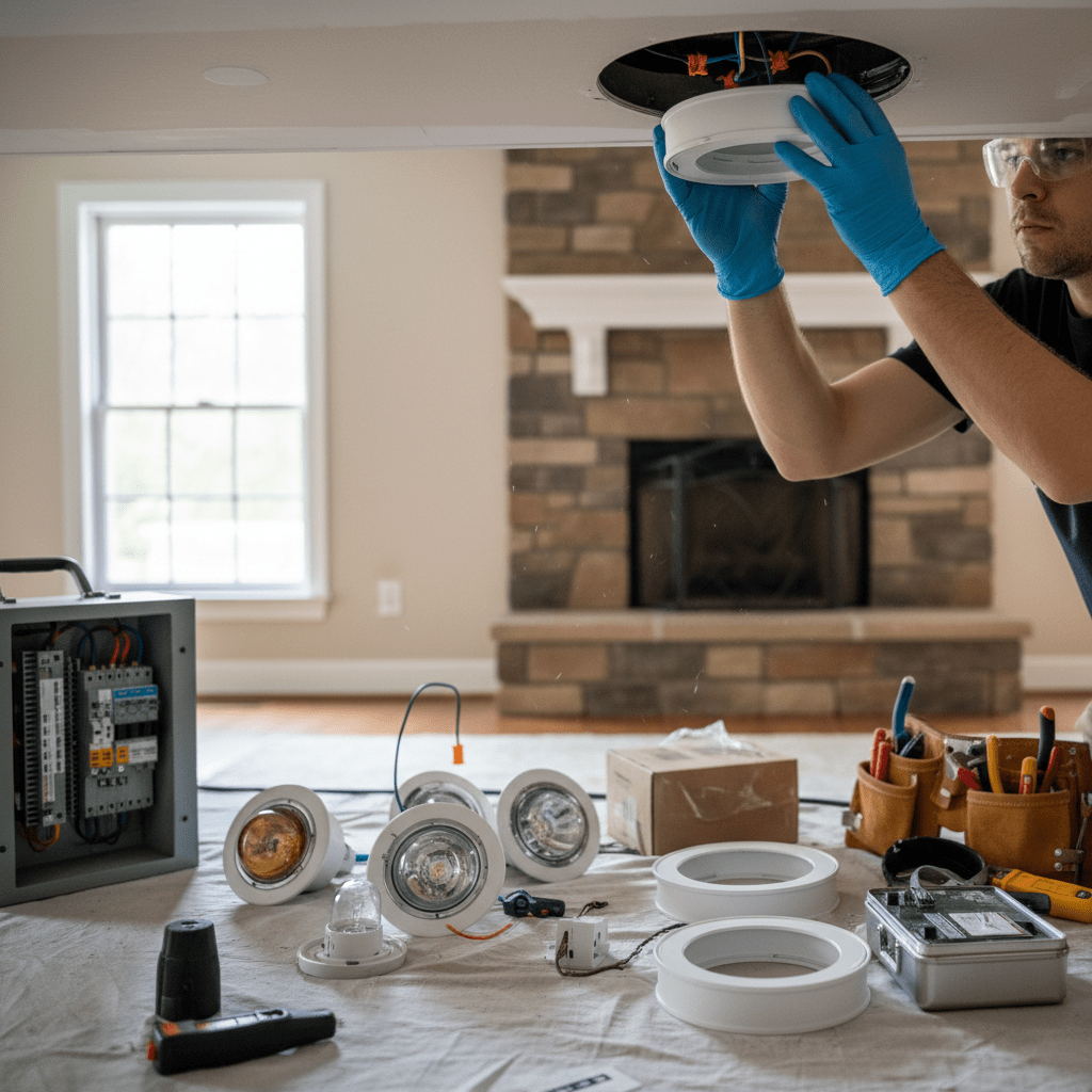 New Construction vs. Retrofit Can Lights Installation: The Cost Difference can lights installation - comparison of new construction versus retrofit recessed lighting installation