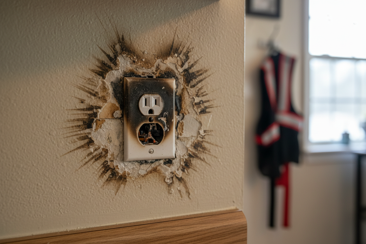 Outlet replacement near me showing old home electrical outlet needing upgrade for safety compliance