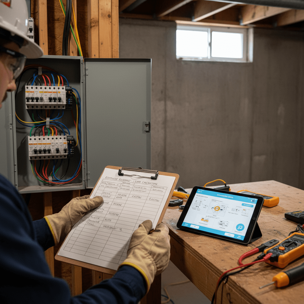 whole house generator sizing - automatic transfer switch installed next to electrical panel