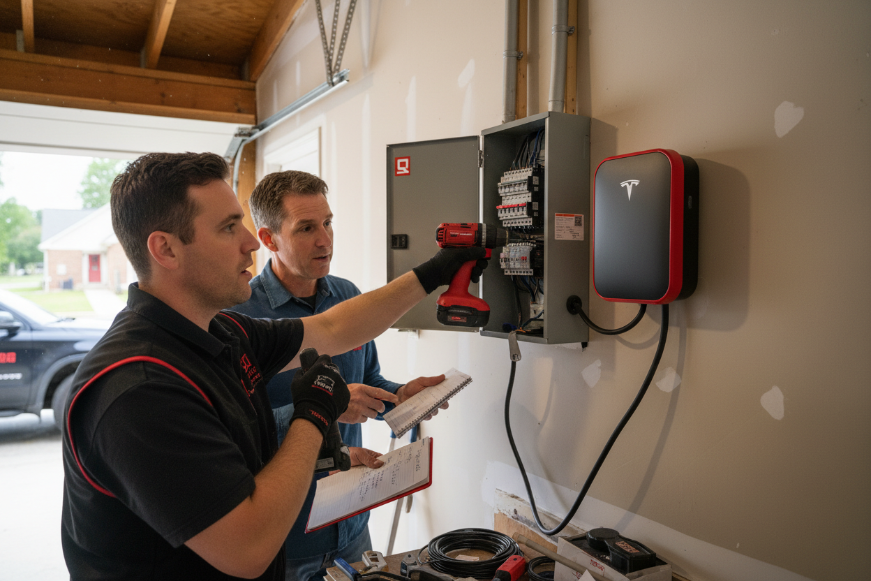 Local Electrician Consultation Lexington Trusted electrical contractor Lexington KY for panel upgrades and EV chargers team arriving for consultation appointment